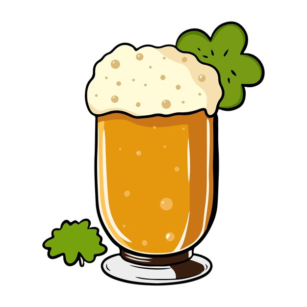 Uma coleção de bebidas quentes e espumosas para o Dia de São Patrício Ilustração vetorial isolada