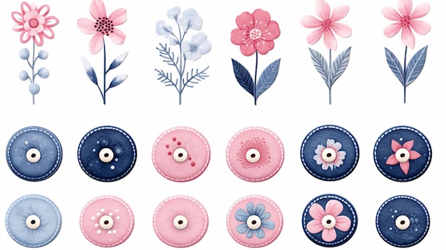 Vetor uma coleção de botões florais da coleção de flores
