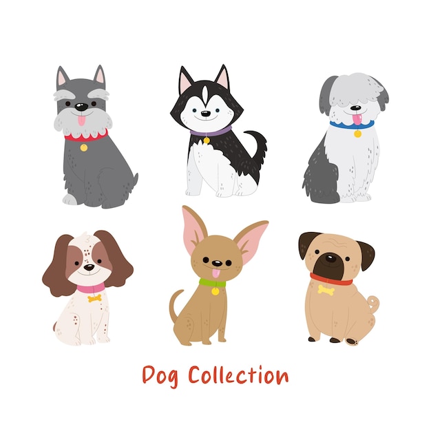uma coleção de cães da coleção da coleção dos cães