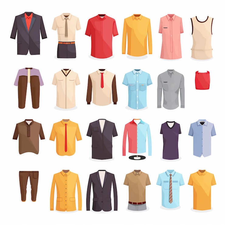 Vetor uma coleção de camisas, incluindo uma com uma que diz t - camisas