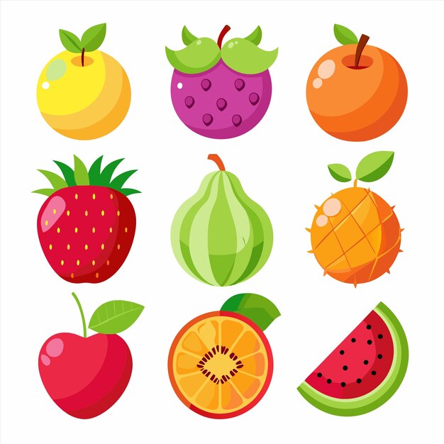 uma coleção de frutas, incluindo morangos, morangos e morangos
