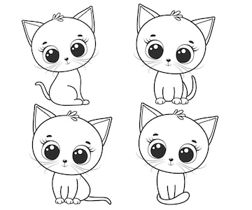 Vetores de Uma Coleção De Gatos De Desenho Animado Fofos Para Uma Menina E  Um Menino Desenho De Contorno e mais imagens de Animal - iStock