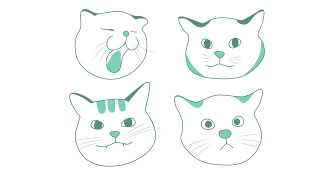 Vetor uma coleção de gatos com rostos diferentes.