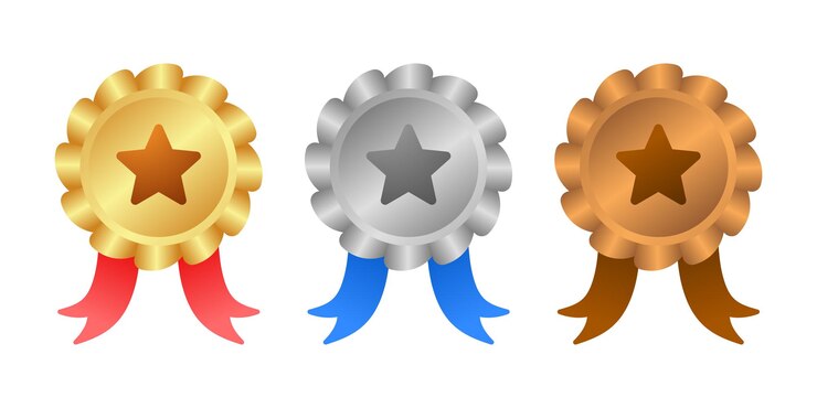 Vetor uma coleção de ícones de medalha para campeão, incluindo ouro, prata, bronze. pode ser usado para qualquer propósito.