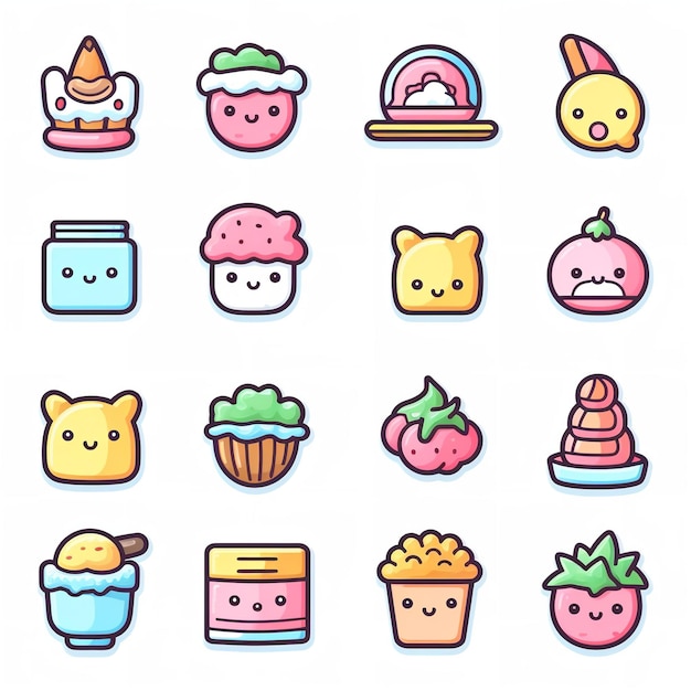 Uma coleção de ícones para um aplicativo relacionado a comida.