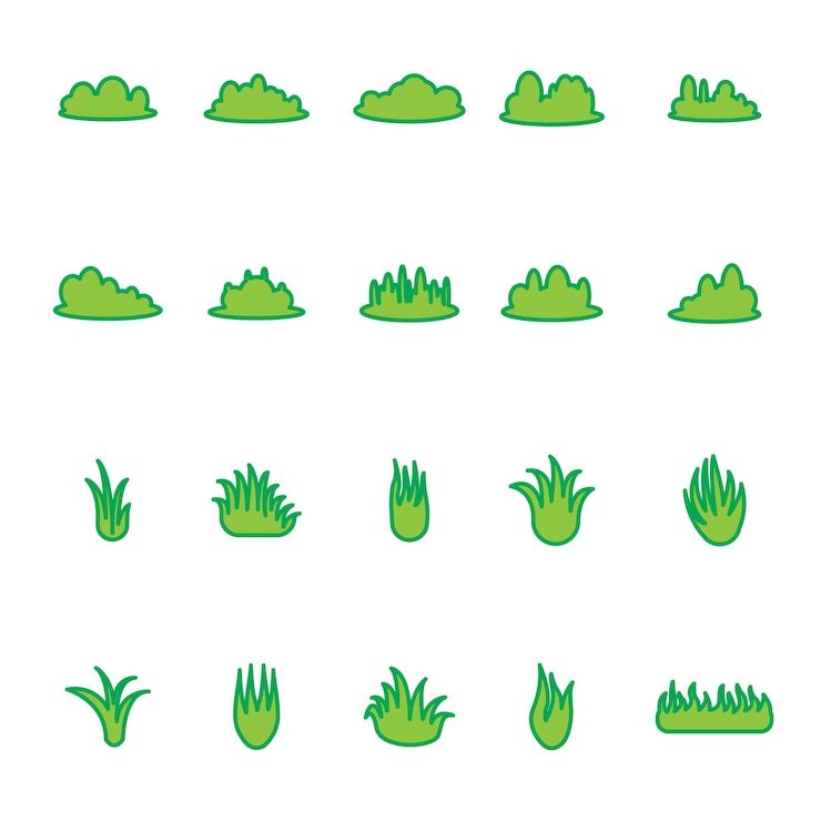 uma coleção de imagens de grama verde com diferentes formas