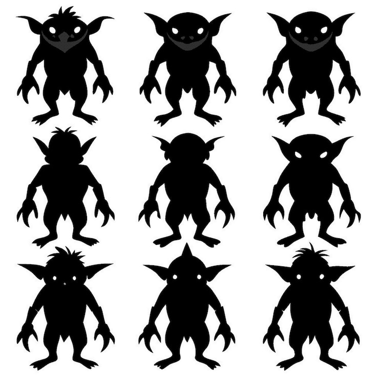 Vetor uma coleção de imagens de um monstro com as palavras monstro na parte de baixo