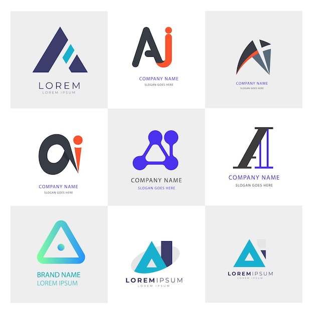uma coleção de logos, incluindo uma letra a a a e a a e