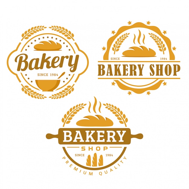 Uma coleção de modelo de logotipo de padaria, conjunto de loja de padaria, pacote de logotipo estilo retro vintage