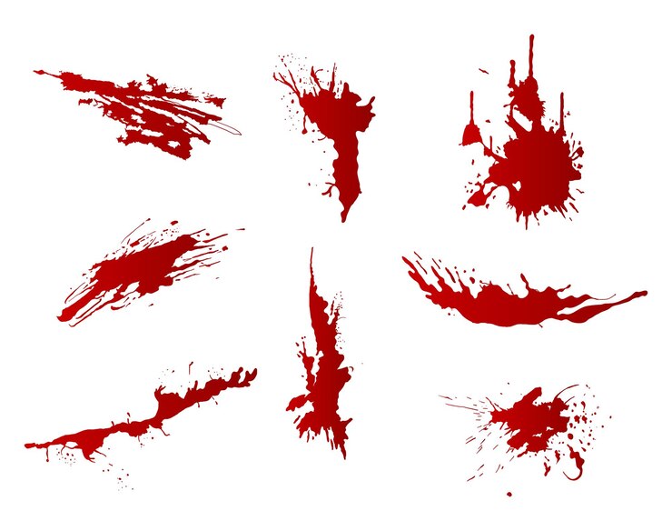 Vetor uma coleção de respingos e manchas de sangue para composições artísticas