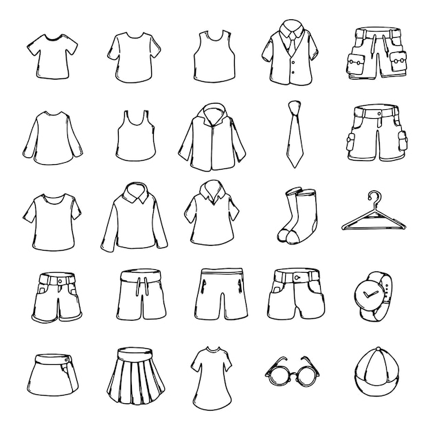 uma coleção de roupas, incluindo uma que diz "t-shirts"