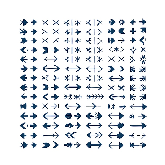 Uma coleção de setas com setas apontando para diferentes direções