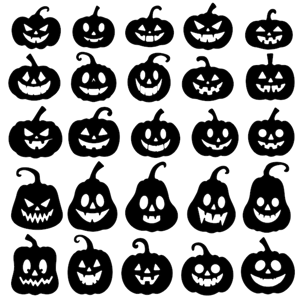 Uma coleção de silhuetas de abóbora de Halloween