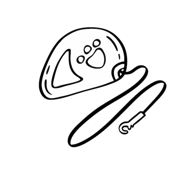 Uma coleira de roleta para animais de estimação grooming estilo doodle desenhado à mão vector