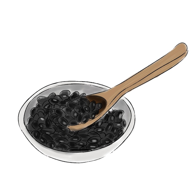 Uma colher de feijão preto