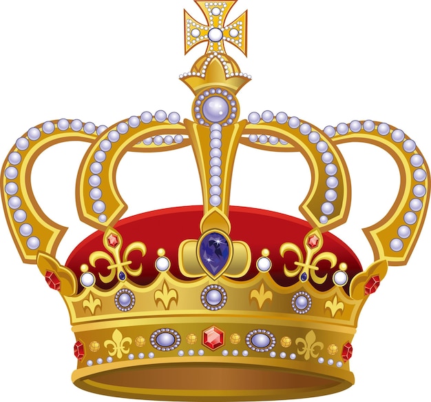 Vetor uma coroa de ouro com uma parte superior vermelha e uma parte inferior vermelha
