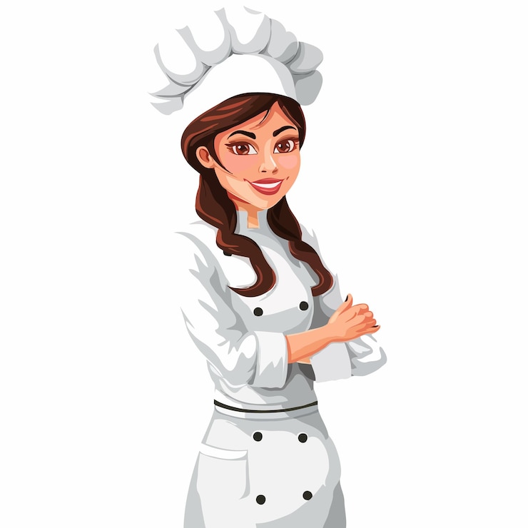 Vetor uma cozinheira em um estilo ilustrativo plano simples com um fundo branco