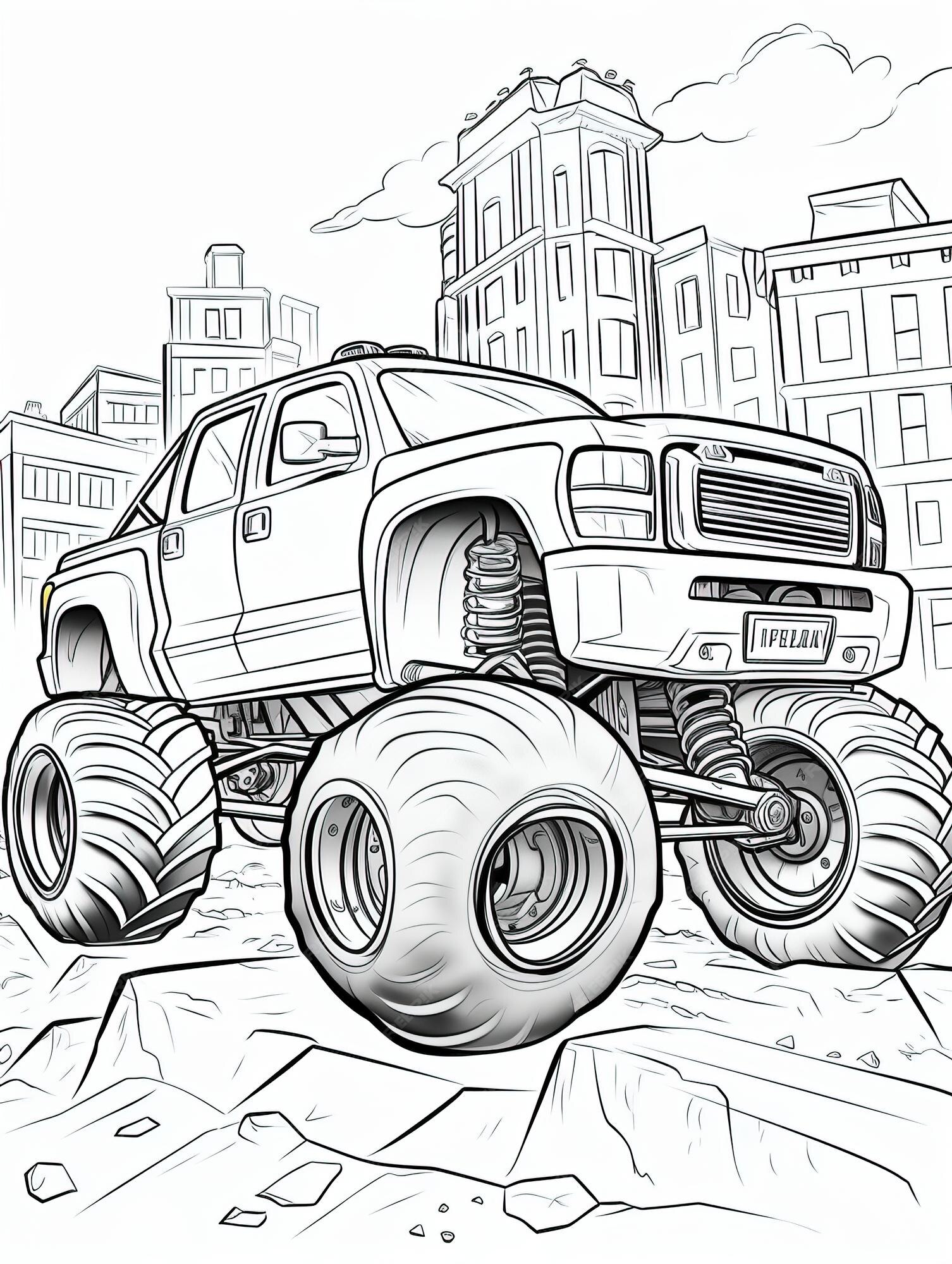 Carros monstros para colorir!  Monster truck coloring pages, Monster trucks,  Truck coloring pages