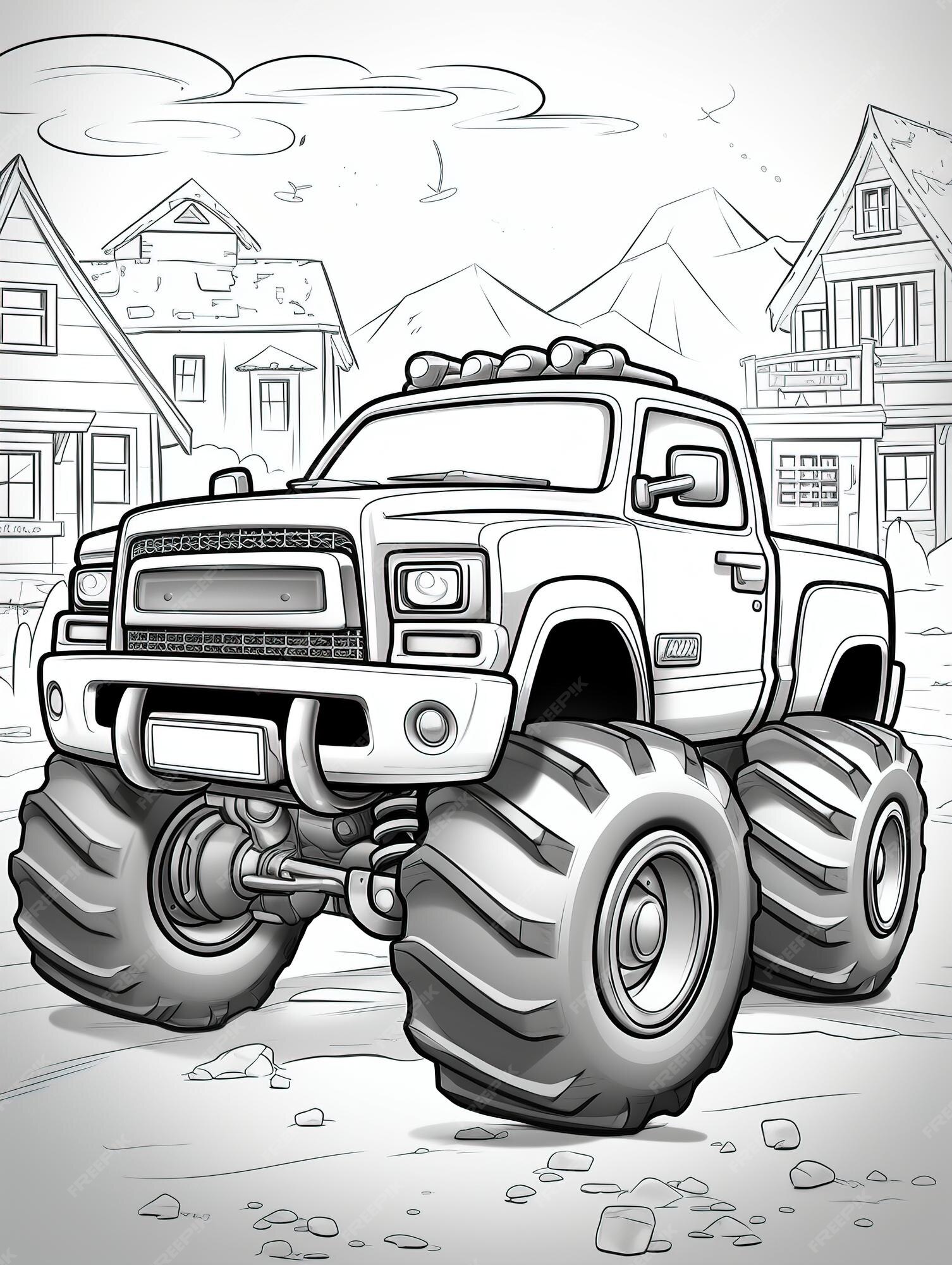 Carros monstros para colorir!  Monster truck coloring pages, Monster trucks,  Truck coloring pages