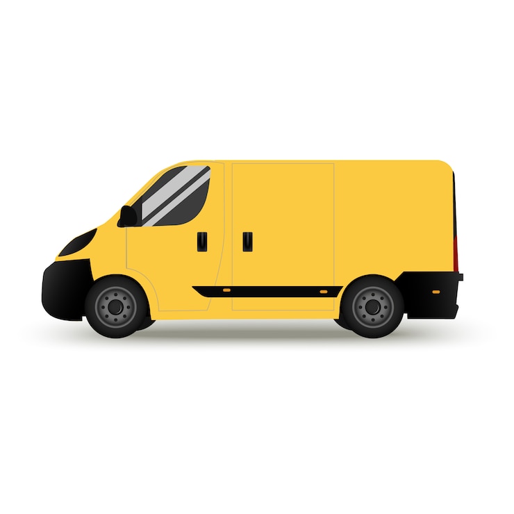 Vetor uma entrega de carro. isolado na entrega de fundo branco. vista lateral para o estilo simples. perfil.