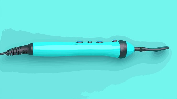 Vetor uma escova de dentes azul com uma alça preta que diz o número 3