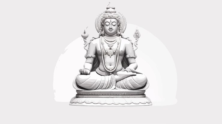 Vetor uma estátua de buda com a palavra buda nele