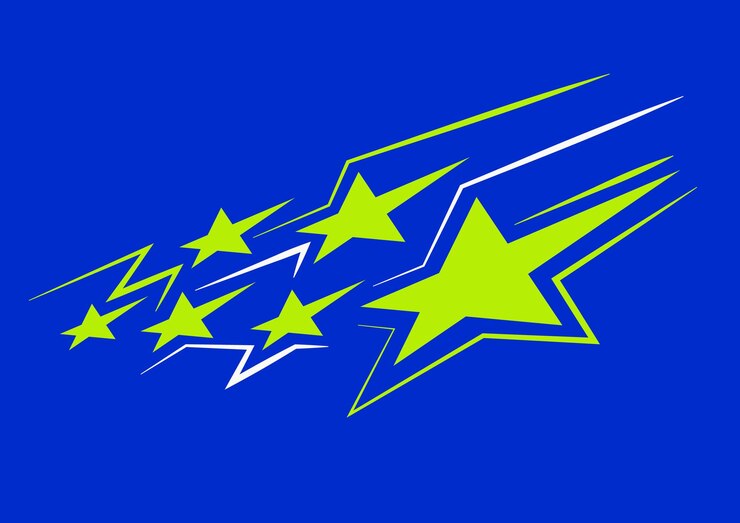 Vetor uma estrela azul com estrelas verdes nela