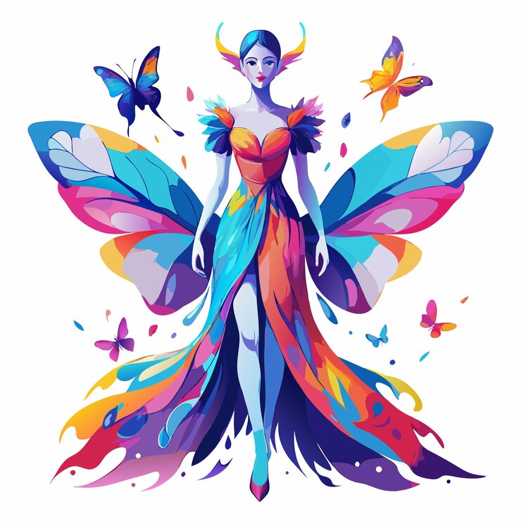 Vetor uma fada com varinha mágica clipart design vetorial