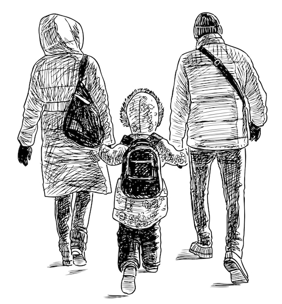 Uma família de moradores da cidade vai para um passeio