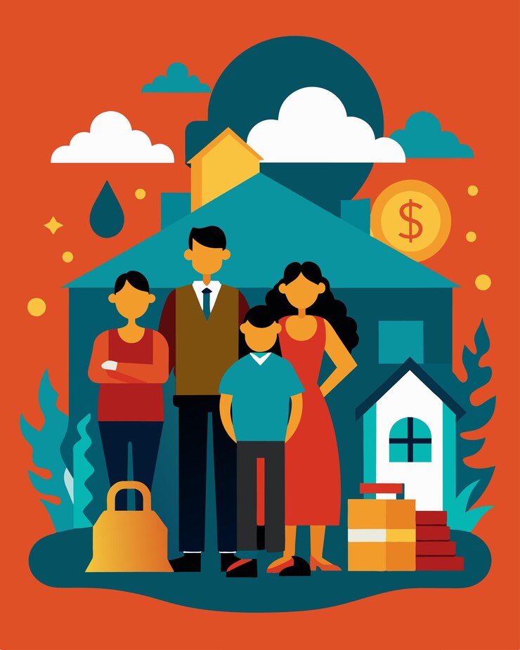 Vetor uma família duramente atingida por um desastre natural usando empréstimos de dia de pagamento como uma solução temporária para habitação e