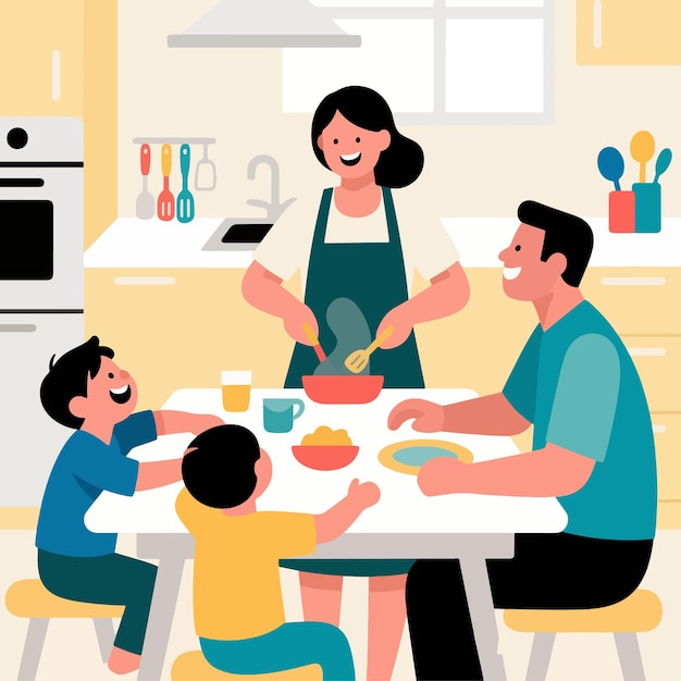 Uma Família Feliz na Cozinha