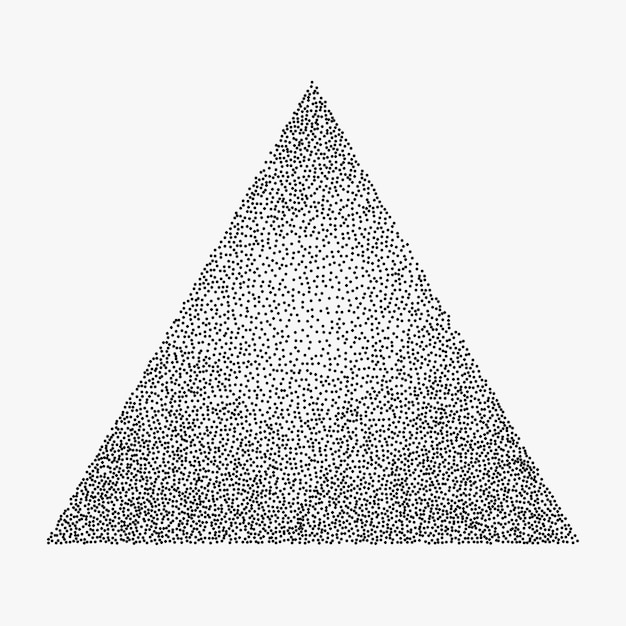 Uma figura triangular feita de pontos pretos isolados em um fundo claro imagem no estilo