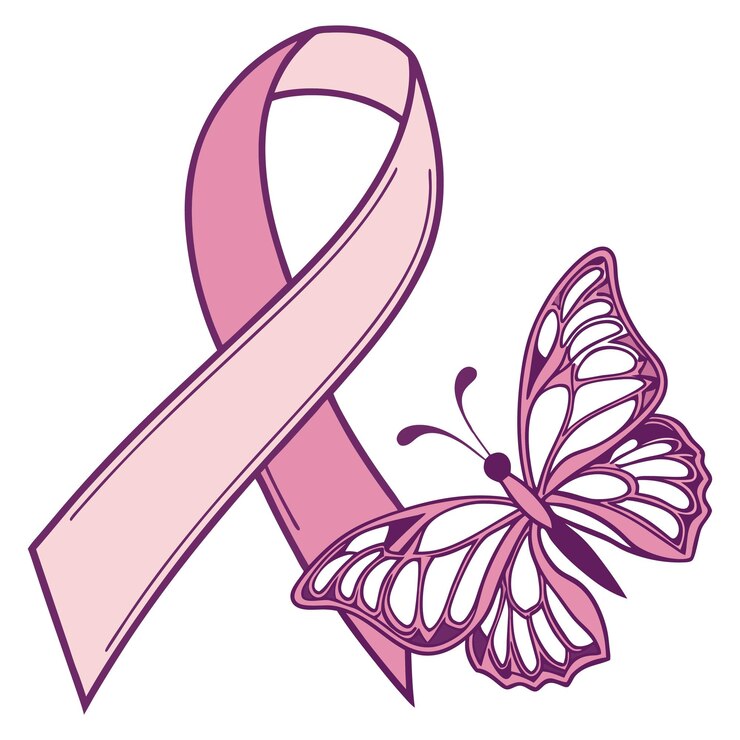 Vetor uma fita rosa com uma fita rosa e uma fita rosa com a palavra câncer de mama