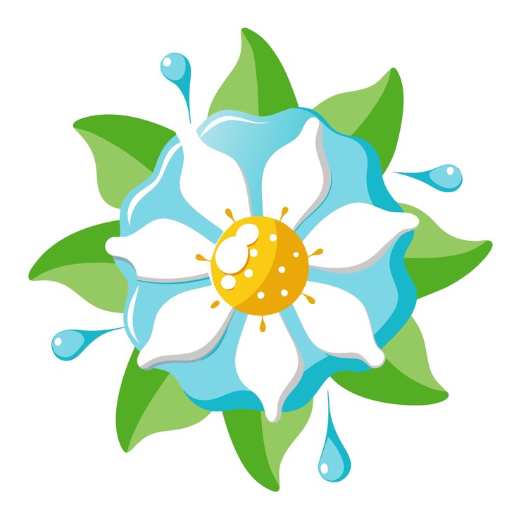 Vetor uma flor com um centro amarelo e o centro azul tem um centro amarela