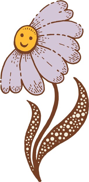 Vetor uma flor com um olho amarelo está sobre um fundo branco.