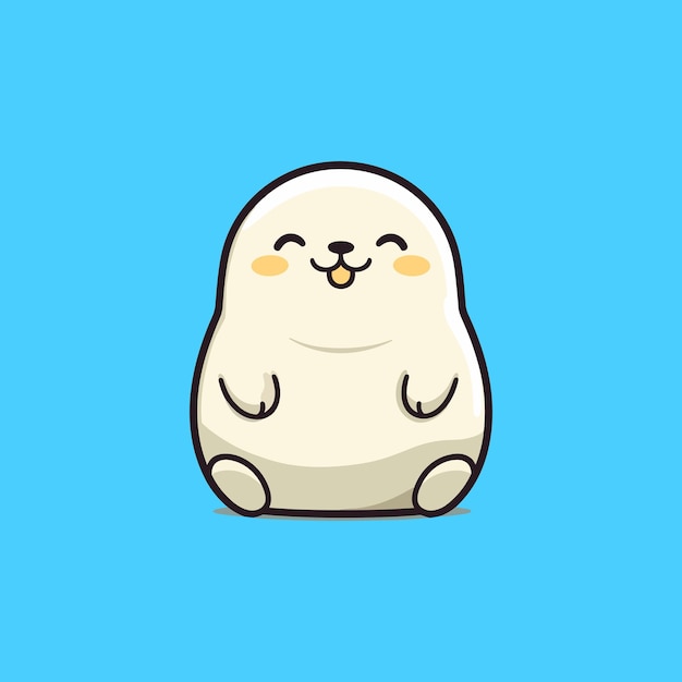 Uma foca feliz sorrindo sobre um fundo azul claro