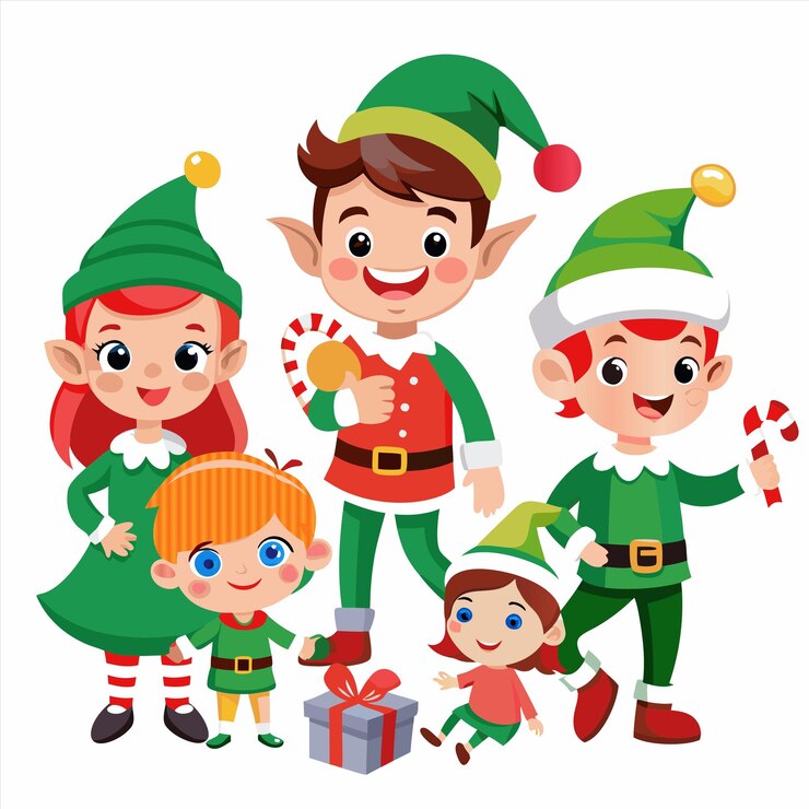 Vetor uma foto de uma família com uma árvore de natal e um homem segurando um presente de natal