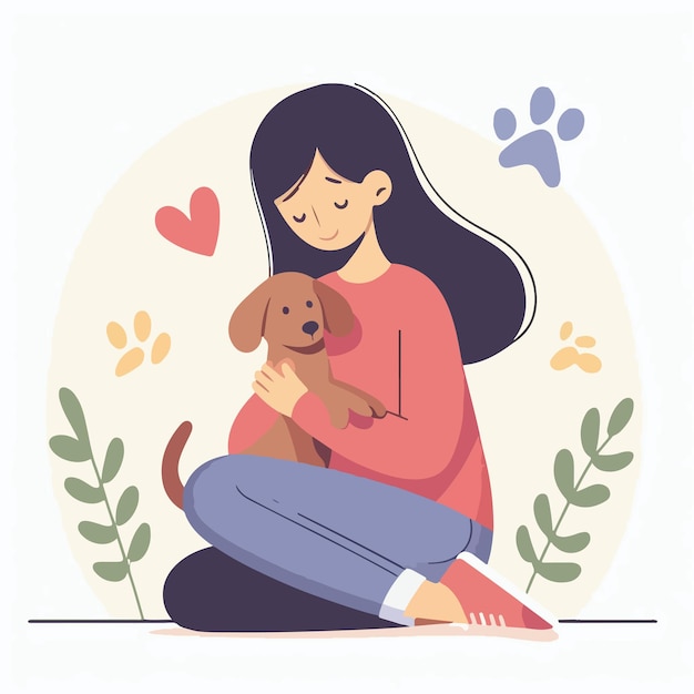 uma foto de uma mulher com um cachorro que diz "ela está segurando um cachorrinho"