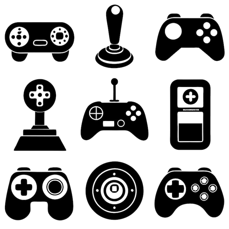 Vetor uma foto em preto e branco de um controlador de videogame preto e branco