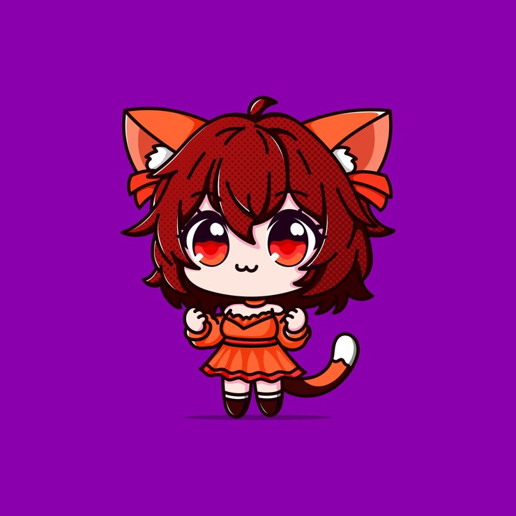 Vetor uma garota bonita com orelha e cauda de gato ilustração vetorial de desenho animado icon concept vector premium isolado