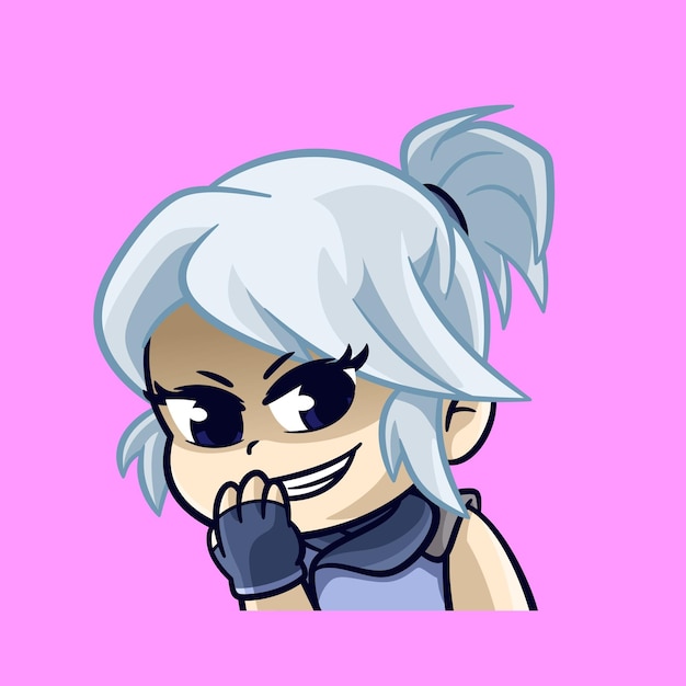 Vetor uma garota bonita rindo adesivo emotes vetor