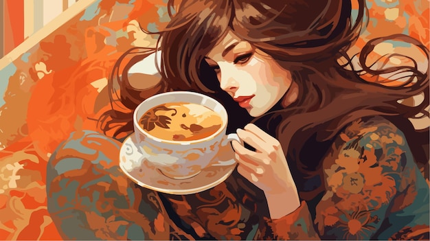Uma garota com uma xícara de chá