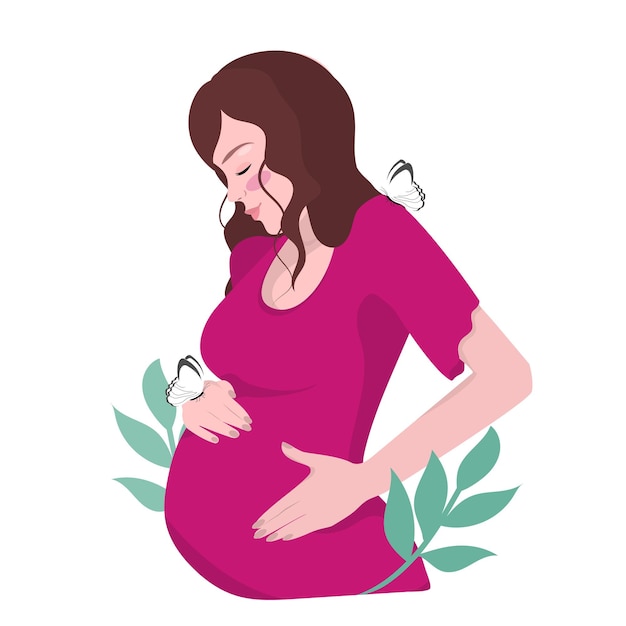 Uma garota grávida. Maternidade, uma mulher esperando o nascimento de um filho.
