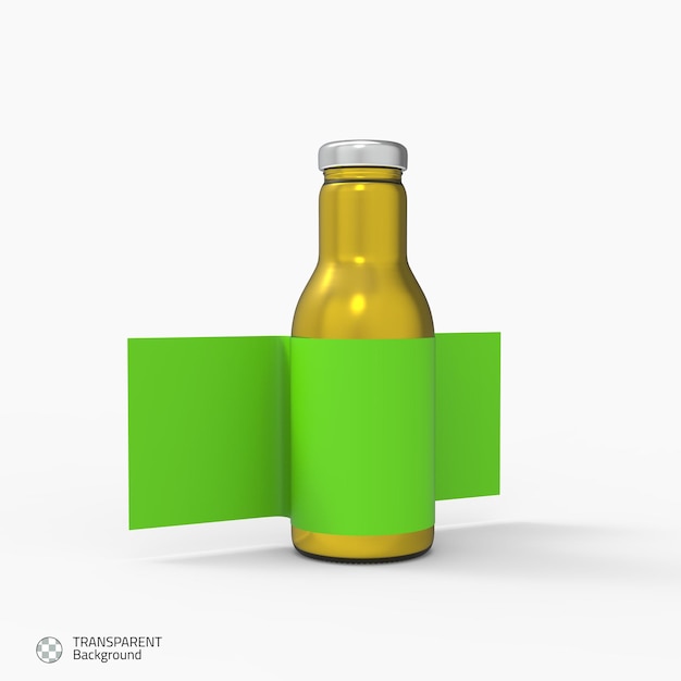 Vetor uma garrafa de líquido com um rótulo verde que diz fundo transparente