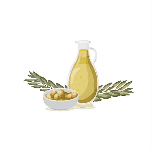 uma garrafa de óleo de oliva ao lado de uma tigela de amêndoas