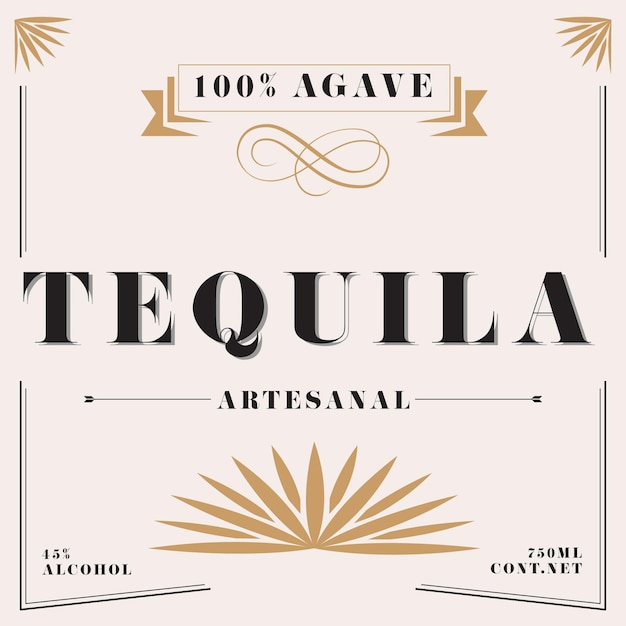 Vetor uma garrafa de tequila que diz 100% agave.