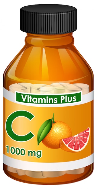 Uma garrafa de vitamina c