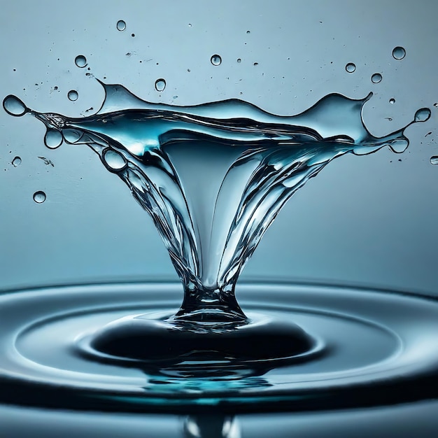 uma gota de água tem gotas de água nela e tem um fundo azul