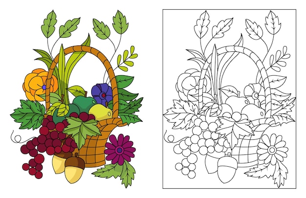 Desenhos de Grande Cesta de Frutas para Colorir e Imprimir