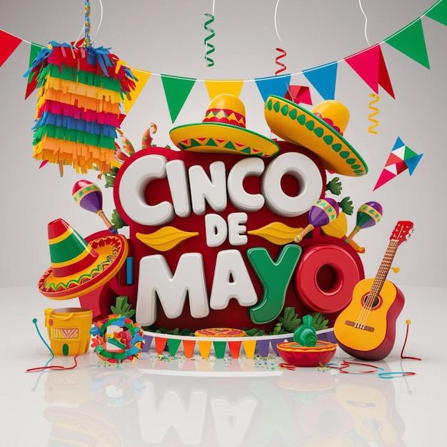 Uma ilustração 3d de uma celebração do cinco de mayo